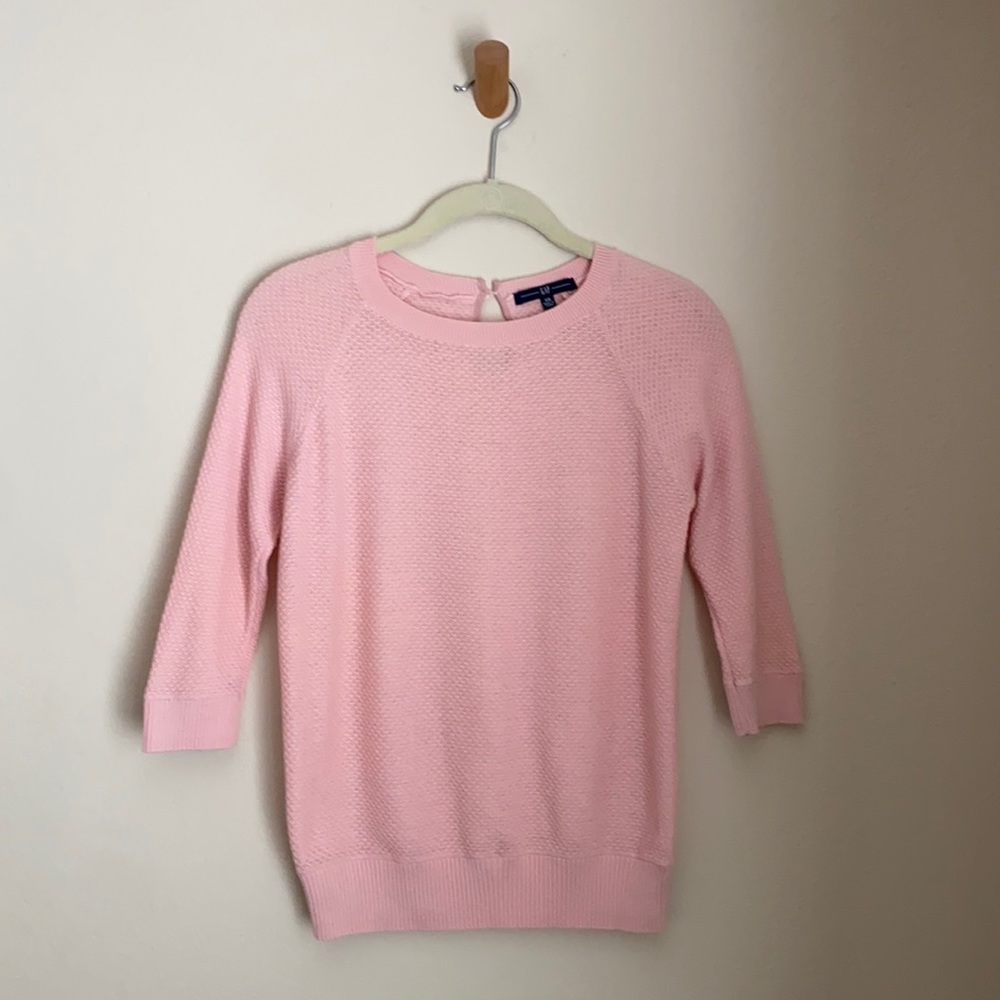 GAP Lightweight 3/4 Sleeve Sweater, Pink, XS
